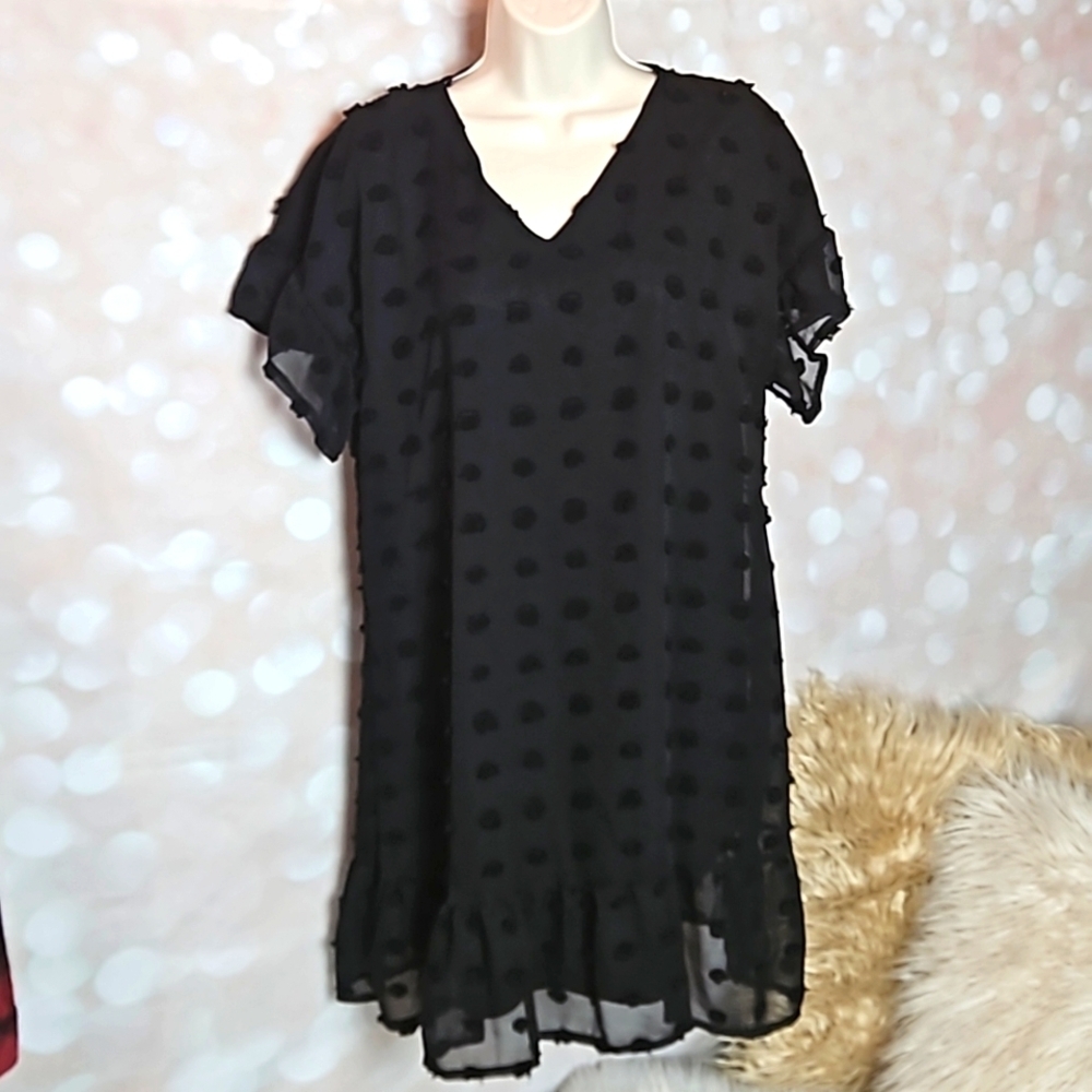 Shein | Black Swiss Dot Shift Dress